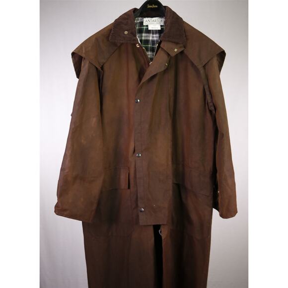 Antartex Country Brown Waxed Cotton Full Length Riding Hunting Coat Jacket M - Picture 2 of 9
